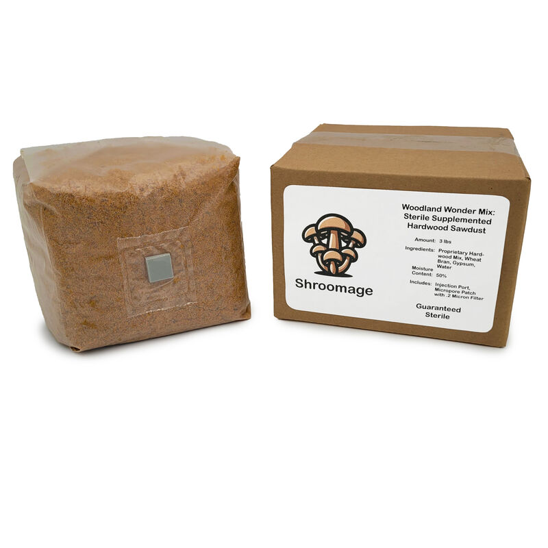 Close-up of self-healing injection port on Woodland Wonder Mix mushroom substrate bag for easy inoculation.