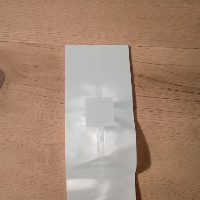 Close-up view of 0.2 micron filter patch on polypropylene grow bag, designed for sterile gas exchange during grain colonization. 